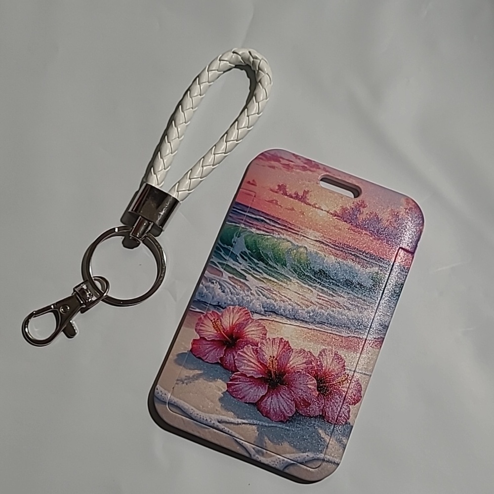 Floral Hibiscus Sunset I.D Photo Card Holder